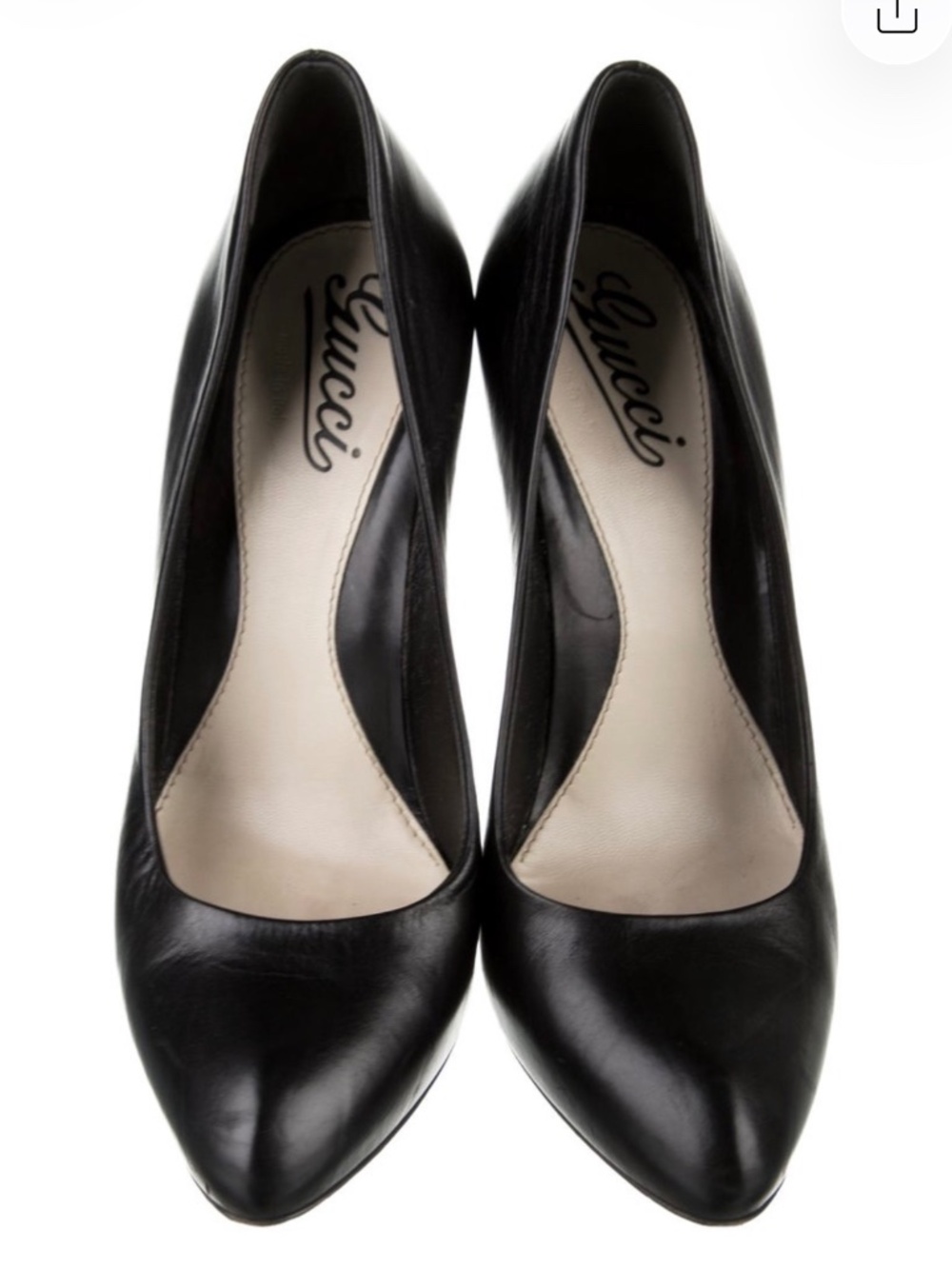 Gucci Black Leather Pumps Size 7 Tortoise Stiletto Heel Old Money Office Classic